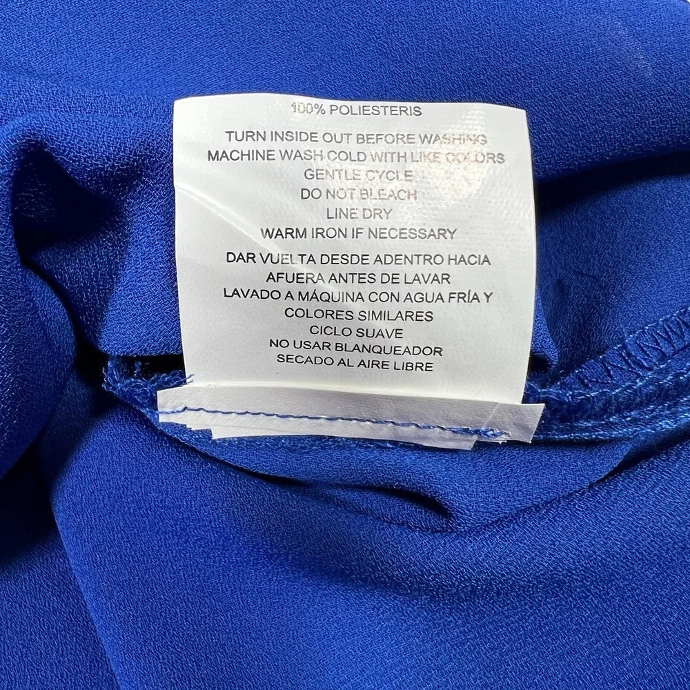 Michael Kors Women's Blue Tank Top Silver Zip‎ Small Sheer Flowy Fairy